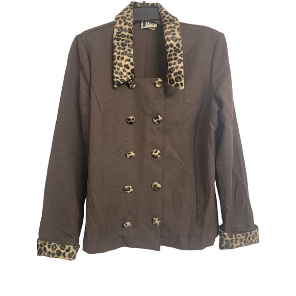 B' Time Animal Print Double Breasted Style Blaze Jacket Size 13/14 Cropped - Picture 1 of 7